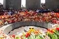 Yerevan, Armenia- April 24, 2019.  Armenian time.Armenian people visiting  Armenian Genocide Memorial monument in Cicernakaberd Ye Royalty Free Stock Photo