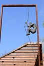 Yerevan, Armenia-April, 29 2019: man hold on to rope - part of sculptural composition in center of Yerevan