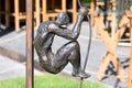 Yerevan, Armenia-April, 29 2019: man hold on to rope - part of sculptural composition in center of Yerevan