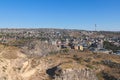 Yerevan, Armenia, beautiful super-wide angle panoramic view of Yerevan with Mount Ararat, cascade complex, mountains and scenery