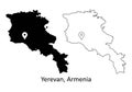 Yerevan Armenia. Detailed Country Map with Capital City Location Pin