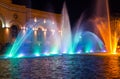 Color-musical fountains in the central Republic Square. The city Yerevan has a population of 1 Royalty Free Stock Photo