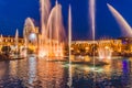 YEREVAN, ARMENIA - JULY 5, 2017: Evening fountain at the Republic Square in Yerevan, capital of Armeni