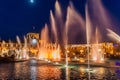 YEREVAN, ARMENIA - JULY 5, 2017: Evening fountain at the Republic Square in Yerevan, capital of Armeni