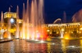 Singing fountains in the central Republic Square. The city Yerevan has a population of 1 million Royalty Free Stock Photo