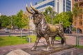 Statue of Powerful Horned Bull at Anniversary Park