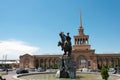 Statue of David of Sassoun in Yerevan Railway Station. a famous tourist spot in Yerevan, Armenia