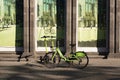 YEREVAN, ARMENIA - June 17, 2023 : green bike in the city center