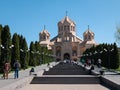 Yerevan, Armenia - 28 March 2023: The Saint Gregory the Illuminator Cathedral, people are going to church