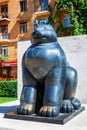 Yerevan, Armenia - 26 September, 2016: The Botero`s giant cat in Cafesjian sculpture garden in the city center in Yerevan. Royalty Free Stock Photo