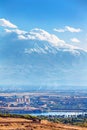 Yerevan, Armenia - 26 September, 2016: A view of Yerevan from Cascade complex in sunny day and view on Ararat Royalty Free Stock Photo