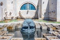 Yerevan cascade and visitor sculpture viewed during a sunny day Royalty Free Stock Photo