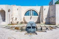 Yerevan cascade and visitor sculpture viewed during a sunny day Royalty Free Stock Photo