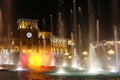 Yerevan`s Republic square at night: A festival of colors. Royalty Free Stock Photo