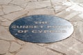 Yeroskipou, Cyprus - Sign on the tiles of the sunset point of Cyprus