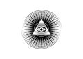 Sacred Masonic symbol. All Seeing eye, the third eye The Eye of Providence inside triangle pyramid. New World Order Royalty Free Stock Photo