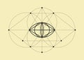 Vesica piscis Sacred geometry. All Seeing eye, the third eye or The Eye of Providence inside triangle pyramid. The eye of Phi sign Royalty Free Stock Photo