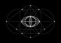 Vesica piscis Sacred geometry. All Seeing eye, the third eye or The Eye of Providence inside triangle pyramid. The eye of Phi sign Royalty Free Stock Photo