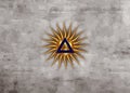 Sacred Masonic symbol. All Seeing eye the third eye. The Eye of Providence inside triangle pyramid. New World Order Royalty Free Stock Photo