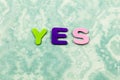 Yes answer spelling school child foam toy Royalty Free Stock Photo