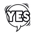 Yes comic words in speech bubble isolated icon Royalty Free Stock Photo