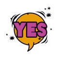 Yes comic words in speech bubble isolated icon Royalty Free Stock Photo