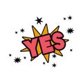 Yes comic words in speech bubble isolated icon Royalty Free Stock Photo