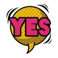 Yes comic words in speech bubble isolated icon Royalty Free Stock Photo