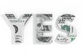 Yes Concept. Blue Word Yes Written with Dollar Bill. 3d Rendering Royalty Free Stock Photo