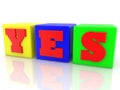 YES concept on colorful toy blocks Royalty Free Stock Photo