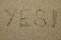 YES concept, positive changes in the life, word written on sand beach Royalty Free Stock Photo