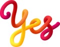 Yes fluid 3d twist text made of blended colorful circles