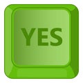 Yes green button icon, cartoon style Royalty Free Stock Photo