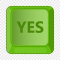 Yes green button icon, cartoon style Royalty Free Stock Photo