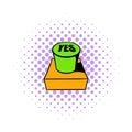 Yes green button icon, comics style Royalty Free Stock Photo