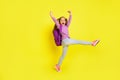 Yes i back to school. Sweet kid fist up scream enjoy shopping bargain isolated shine color background