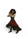 The Gypsy Girl with Tambourine. 3D Illustration