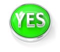 Yes icon on glossy green round button Royalty Free Stock Photo