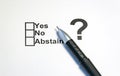 Yes No Abstain Check box Flag. Elections, referendum, people& x27;s choice.