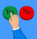 Yes, no business concept. Businessman pushing button Royalty Free Stock Photo