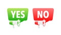 Yes and No button. Approved and Rejected. Yes no in speech bubble. Check marks. Royalty Free Stock Photo