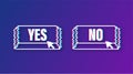 Yes and No button. Feedback concept. Positive feedback concept. Choice button glitch icon. Vector stock illustration. Royalty Free Stock Photo