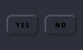 Yes no button icons. Approve or deny icon. Symbol for web site. Neumorphic UI UX dark user interface web buttons. Neumorphism