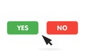 Yes or no buttons click pressing YES button choice concept. Vector illustration Royalty Free Stock Photo