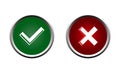 yes and no buttons. Green check mark and red cross icon. Approved Disapproved, Right Wrong, Correct False, . Royalty Free Stock Photo