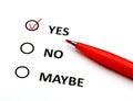 Yes or no check box Royalty Free Stock Photo