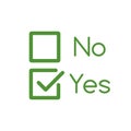 Yes and No Checkbox set with blank and checked checkbox line art vector icon for apps and websites. editable stroke