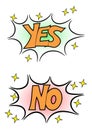 Yes No Comic Word Sticker Illustration