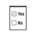 Yes no , concept of motivation, voting, test, positive answer, poll, selection, choice modern vector illustration design on white