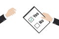 Yes no , concept of motivation, voting, test, positive answer, poll, selection, choice modern vector illustration design on white